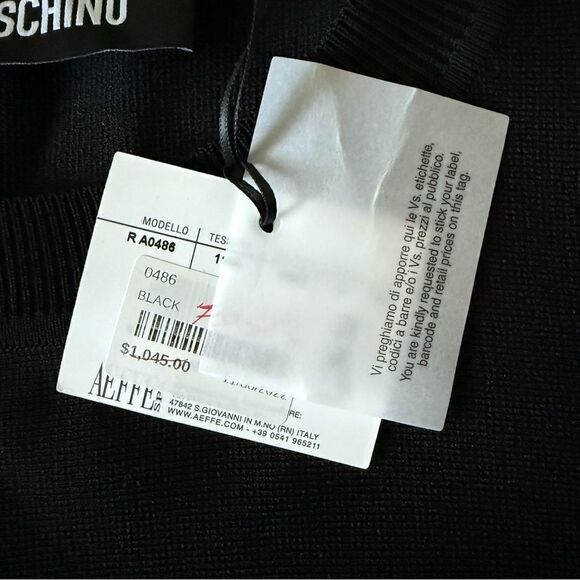 NWT Boutique Moschino Black Ultra Fine Knit Midi Dress with Cut Outs Size 6 - Picture 7 of 10